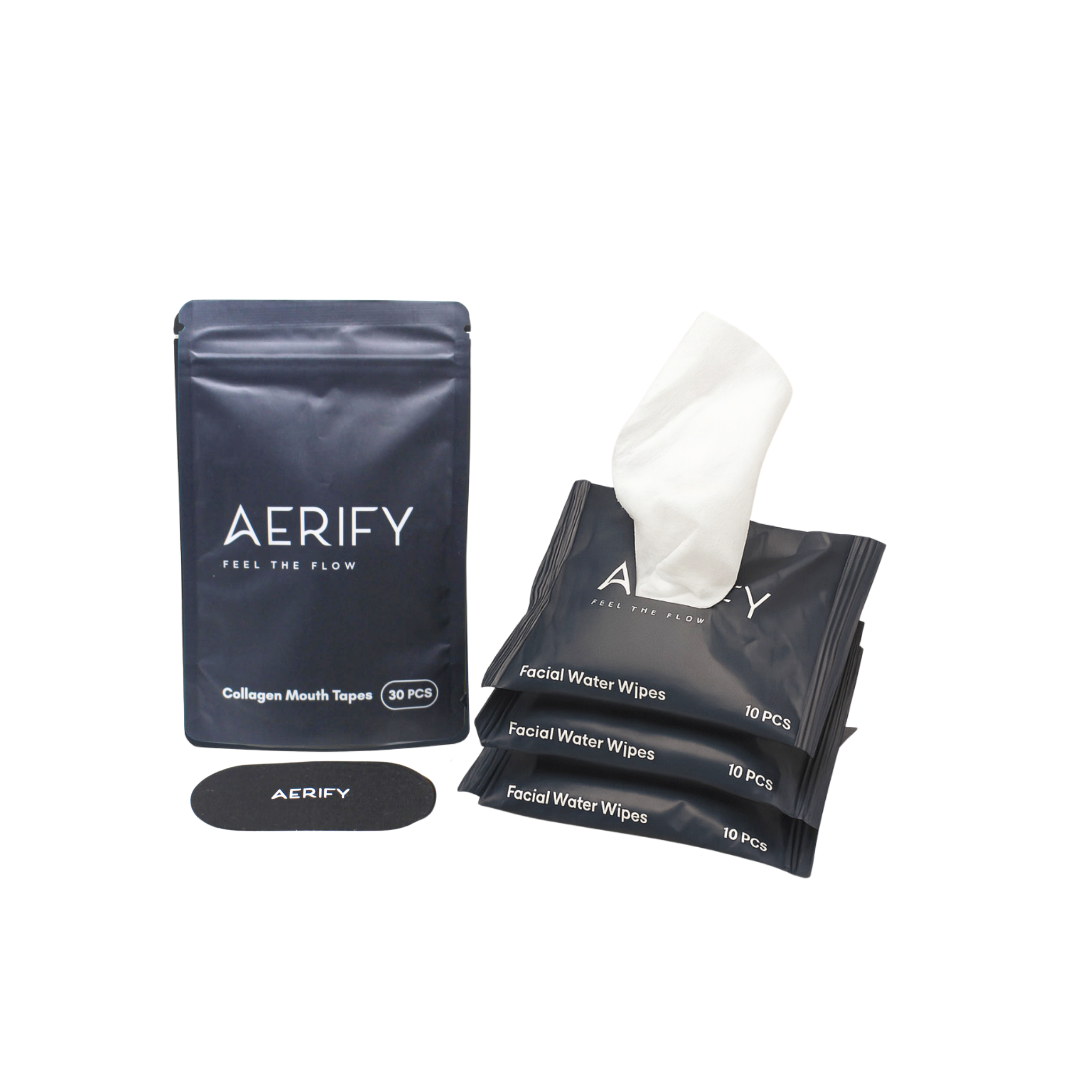 Aerify collagen mouth tape for nose breathing
Close-up of Aerify mouth tape to reduce snoring
Aerify collagen mouth tape packaging