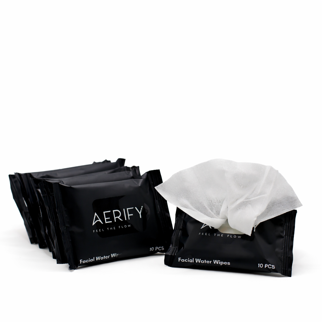 Aerify Facial Water Wipes (10 Packs of 10) | Gentle Face Cleansing Wipes